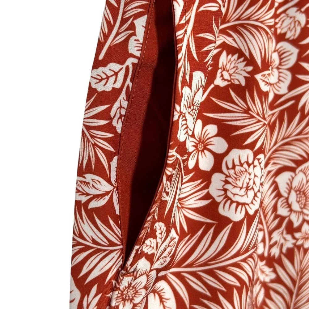 Onia Mens Lined Swim Trunks Size XL Burnt Orange Brown White Quick Dry Mid-thigh